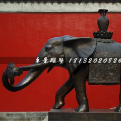 大象銅雕，象馱寶瓶銅雕