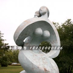 公園抽象人物石雕，母子情深石雕