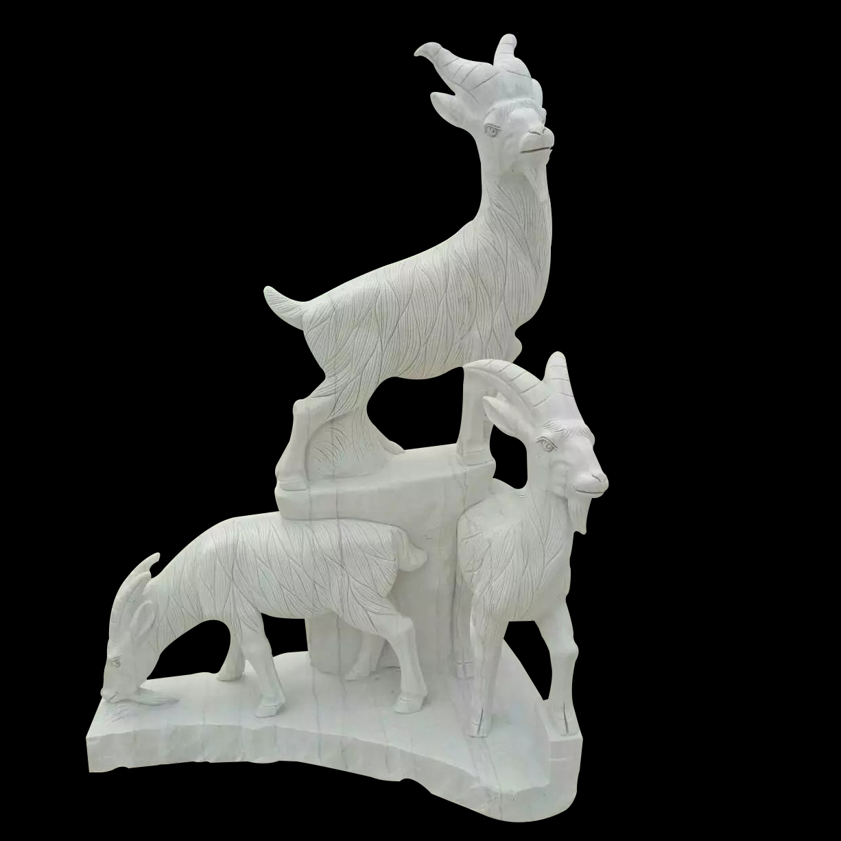 三羊開泰石雕，漢白玉三羊開泰雕塑 (2)