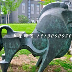 青銅牛，公園抽象動物雕塑
