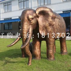 大象銅雕，公園動物雕塑