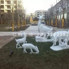 漢白玉山羊石雕小區景觀動物雕塑