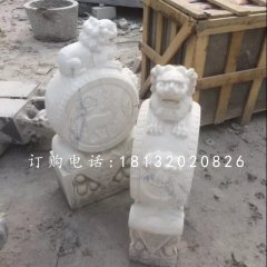 石雕獅子門墩漢白玉門墩雕塑