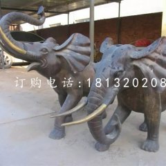 大象銅雕，象鼻向上銅雕