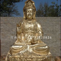 觀音菩薩銅雕，坐式佛像