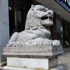 西洋獅石雕，銀行門口石獅子