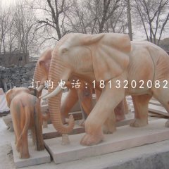 廣場大象石雕，晚霞紅大象