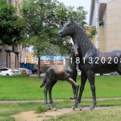 母子馬銅雕 公園銅雕動物