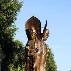 三面觀世音菩薩銅雕 立式佛像
