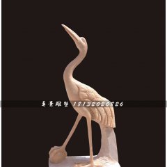 仙鶴石雕，晚霞紅仙鶴雕塑，公園動物雕塑