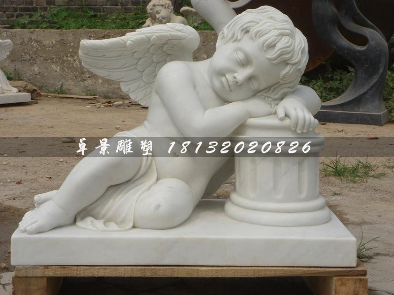 西方天使石雕，漢白玉天使雕塑
