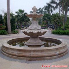 石雕雙層馬頭浮雕歐式噴泉