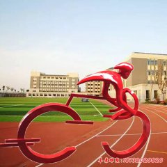 不銹鋼抽象騎自行車人物雕塑
