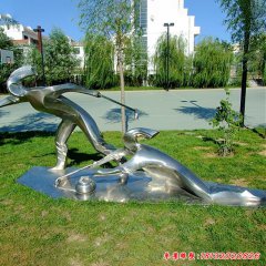 不銹鋼公園冰壺人物雕塑