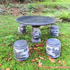 庭院公園鳳凰牡丹圓形石桌凳
