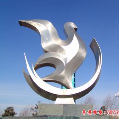 不銹鋼大型抽象鴿子雕塑