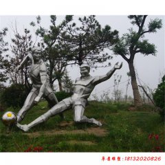 校園不銹鋼踢足球人物雕塑