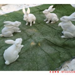 漢白玉十二生肖兔子石雕